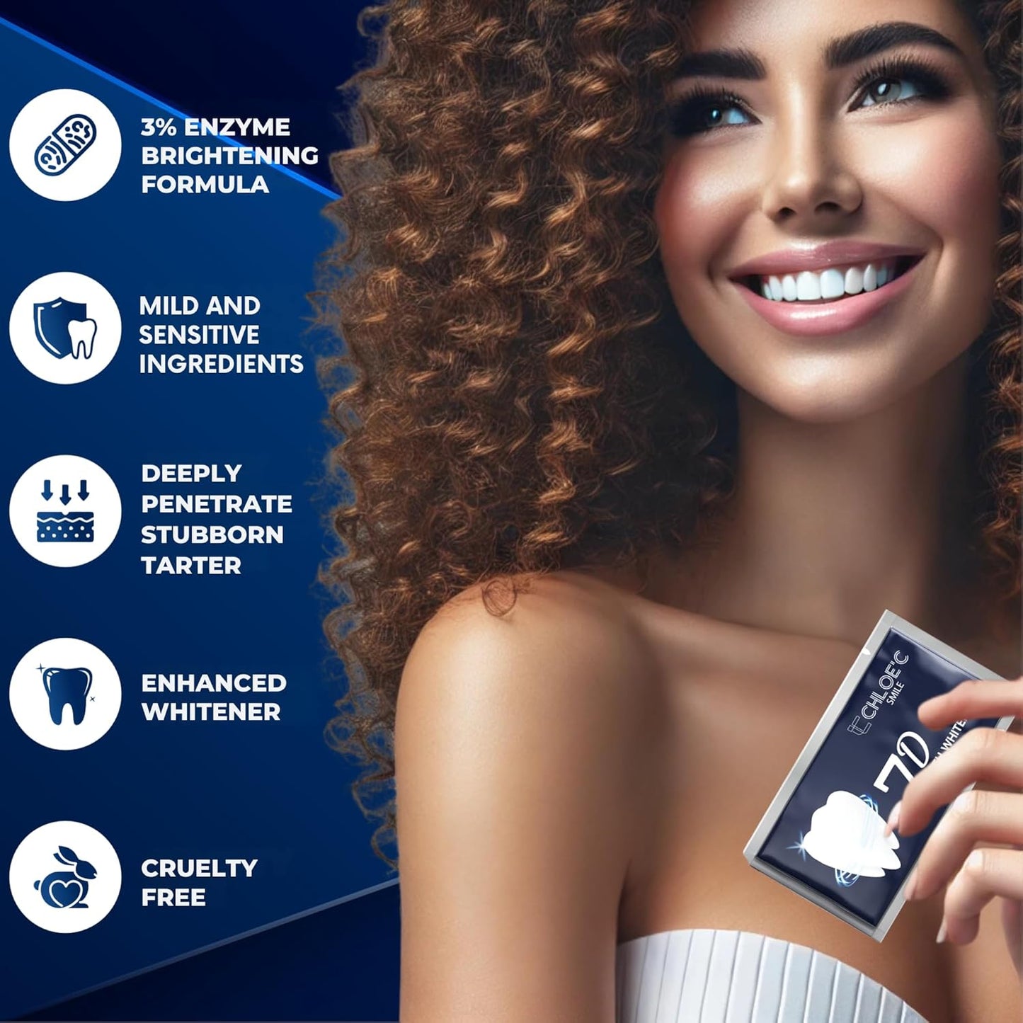 Chloe’C Teeth Whitening Strips – 7-Day Peroxide-Free Mint Whitening for Sensitive Teeth