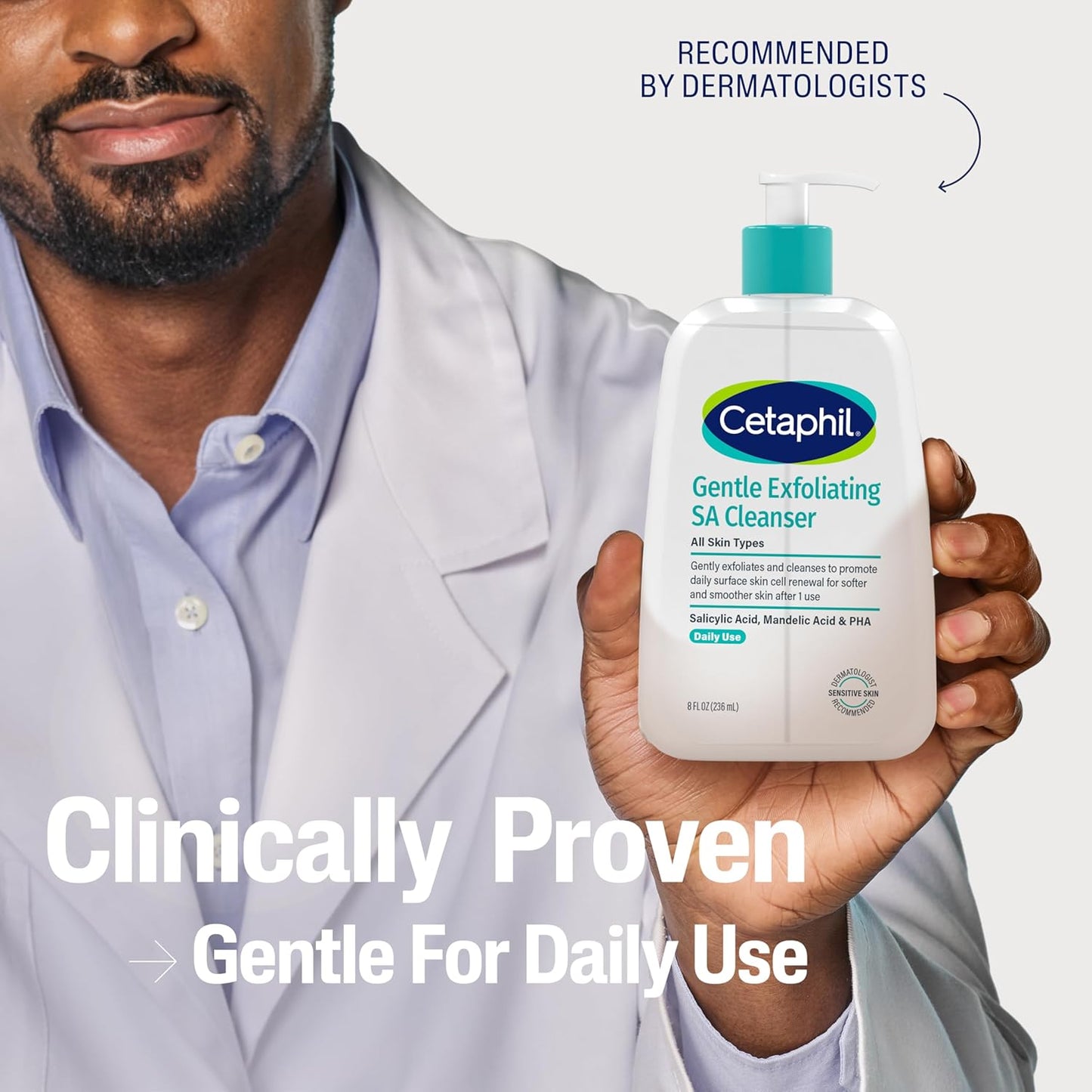 Cetaphil Gentle Exfoliating SA Cleanser – Foaming Gel Face Wash with Salicylic Acid, Mandelic Acid & Gluconolactone, Dermatologist Recommended for All Skin Types (8 fl oz)