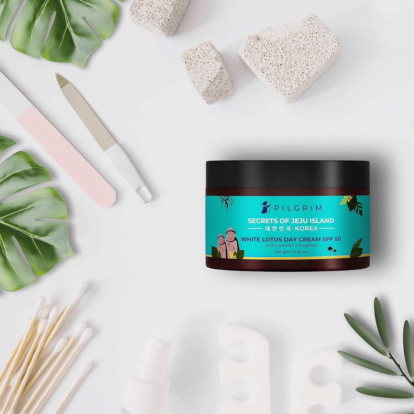 Pilgrim Korean Day Cream SPF 50 | Skin Brightening & Anti-Pigmentation Face Cream Pack of 2 | Hydrating, Anti-Aging & Sunscreen Protection (100g + 100g)