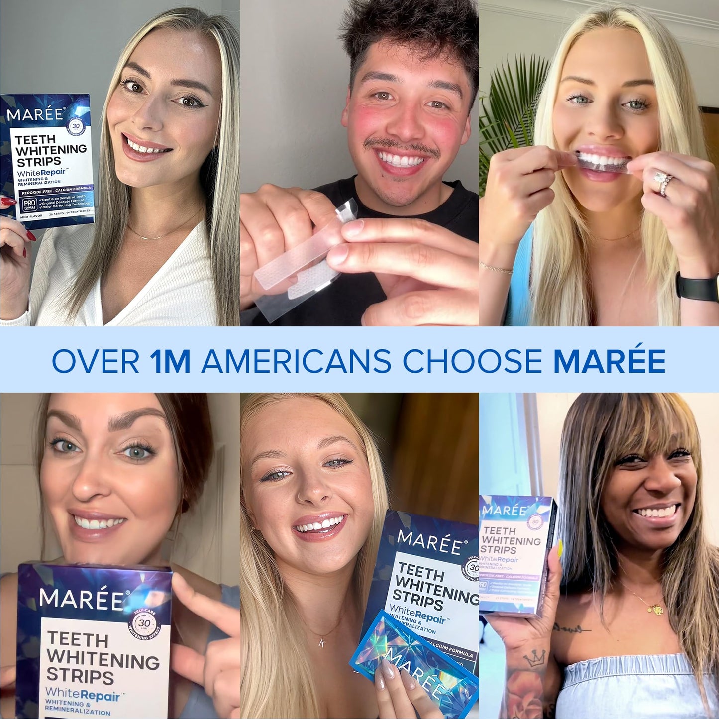 MAREE Teeth Whitening Strips with Mint Flavor - Comfortable for Sensitive Teeth - Calcium Formula for Gentle Dental Care & Fresh Breath - Pack of 28