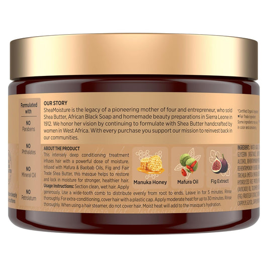 SheaMoisture Intensive Hydration Hair Masque with Manuka Honey & Mafura Oil – Deep Conditioner for Dry, Damaged, Curly Hair (11.5 oz)