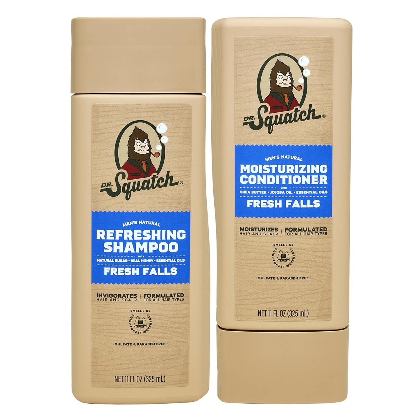 Dr. Squatch Natural Hair Bundle for Men | Fresh Falls Shampoo & Conditioner | Nourishes, Hydrates & Strengthens Hair | Sulfate-Free, Paraben-Free
