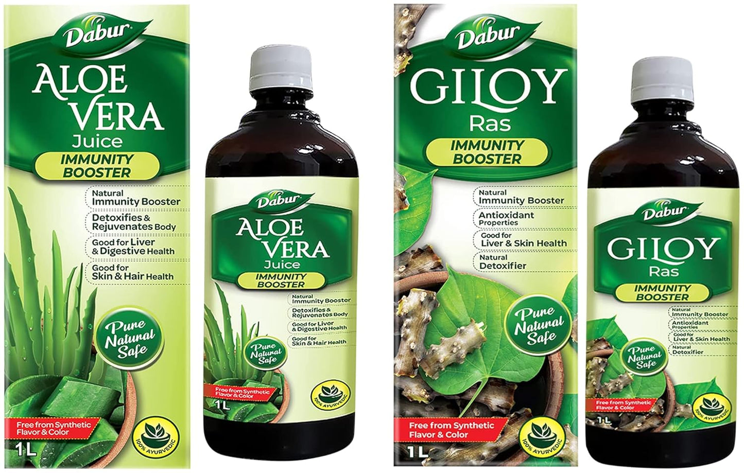 Dabur Aloe Vera Juice - 1L | Ayurvedic Health Juice For Good Skin & Hair Health | Detoxifies & Rejuvenates Skin & Body | Good For Liver & Digestive Health | Immunity Booster