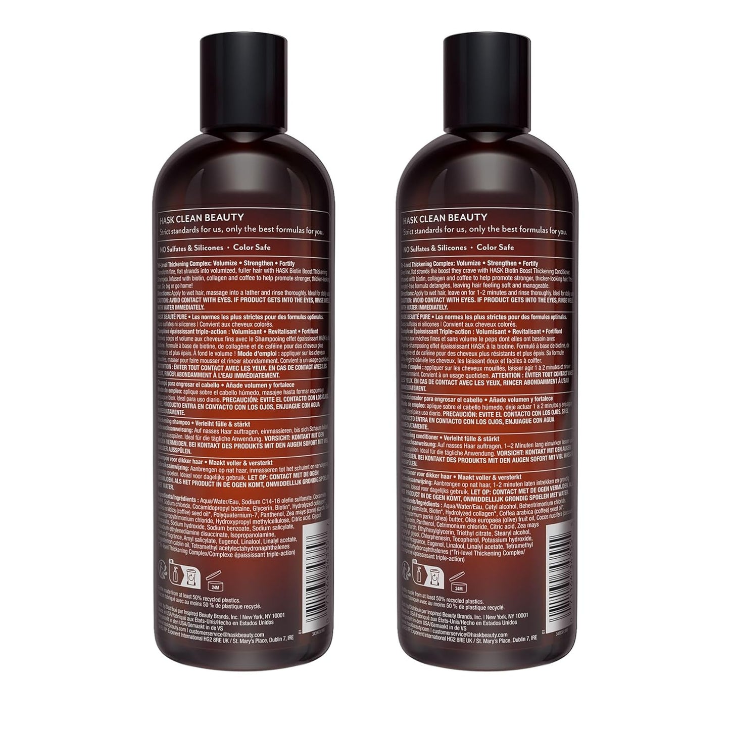 HASK Biotin Boost Thickening Shampoo & Conditioner Set | Adds Fullness, Strength & Volume | Sulfate-Free, Paraben-Free, Color-Safe | 12oz Each