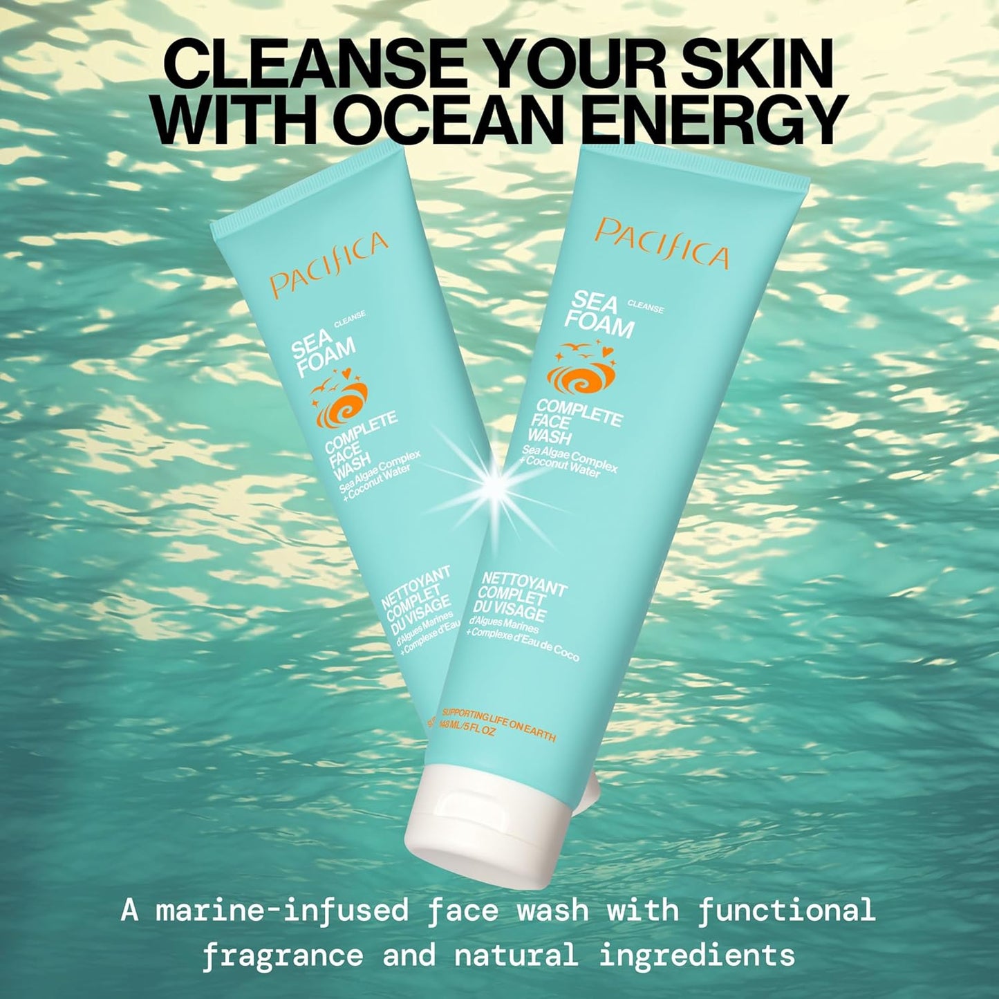 Pacifica Sea Foam Face Cleanser – Gentle Daily Wash with Coconut Water & Sea Algae for Oily & Combo Skin