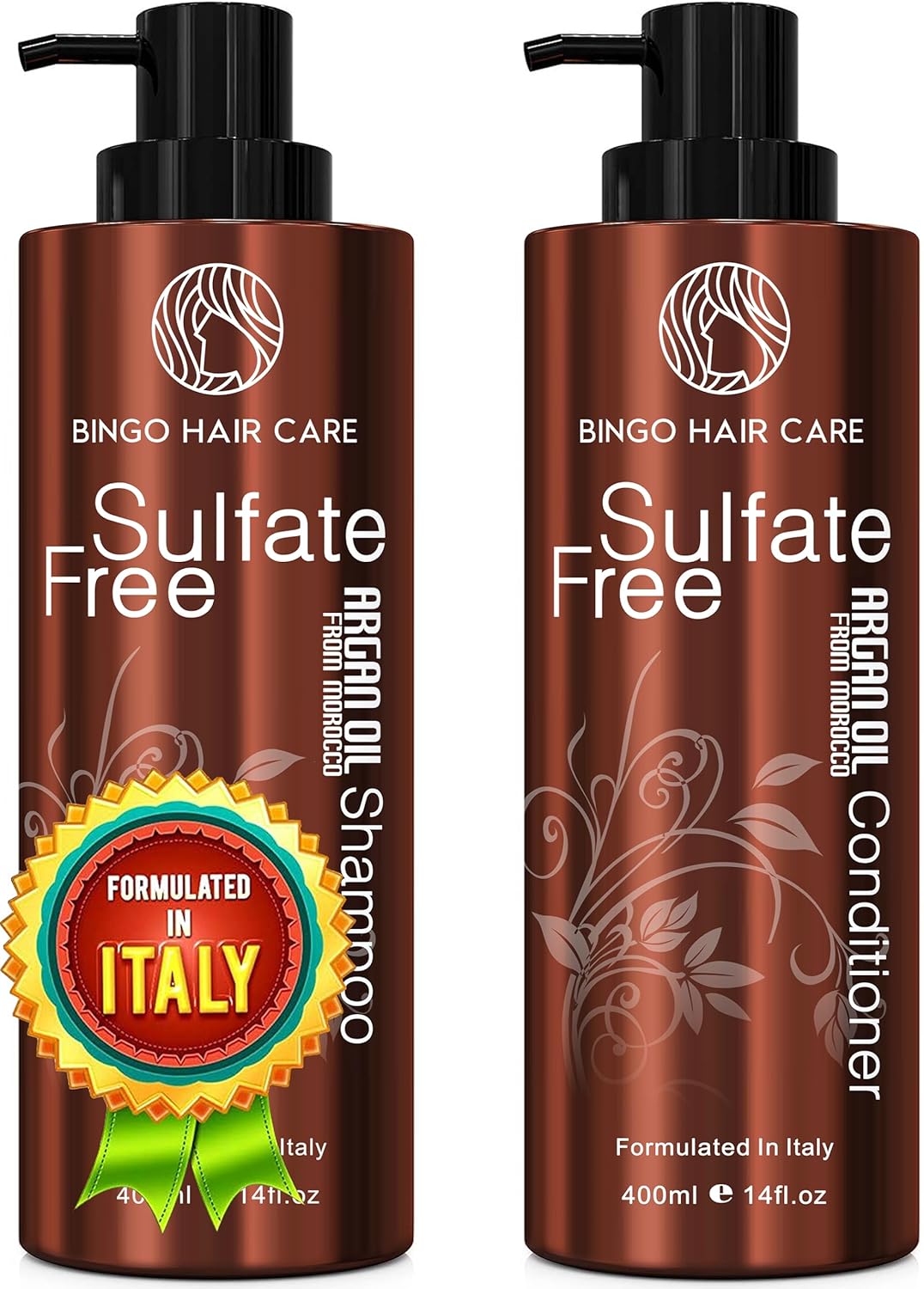 Moroccan Argan Oil Shampoo & Conditioner Set – Sulfate-Free Hydrating & Anti-Frizz Care – Moisturizing Treatment for Color, Curly & Damaged Hair, 2 Pack
