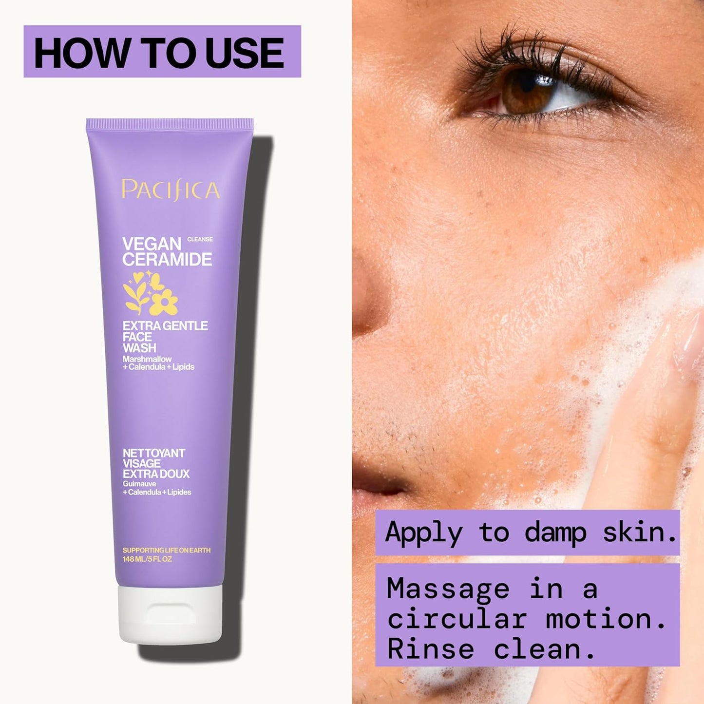 Pacifica Vegan Ceramide Face Wash – Gentle, Fragrance-Free Cleanser for Sensitive Skin