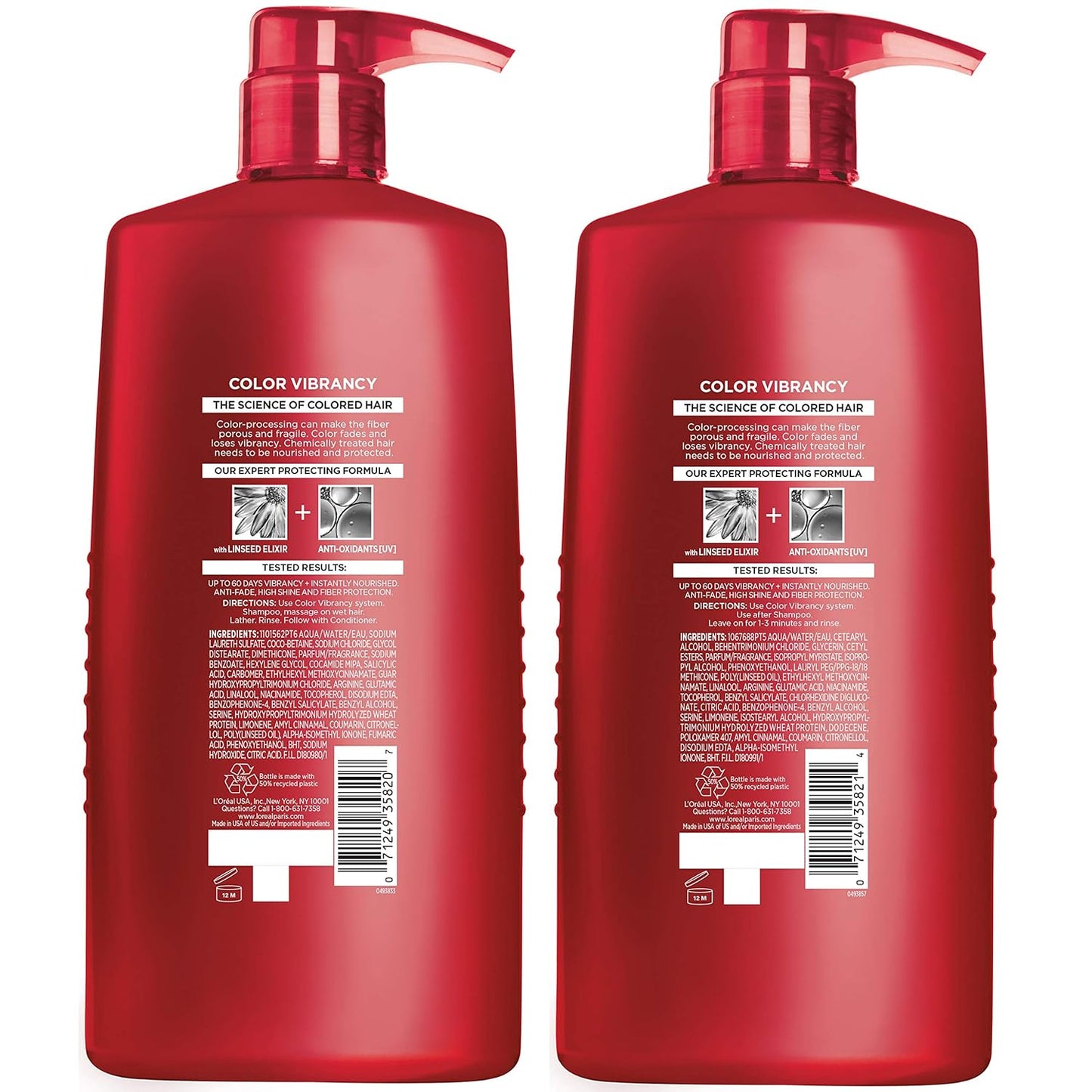 L'Oréal Paris Elvive Color Vibrancy Shampoo & Conditioner Set – Anti-Fade, Hydrating & Shine Boost for Color Treated Hair – 28 fl oz Each, 2 Pack