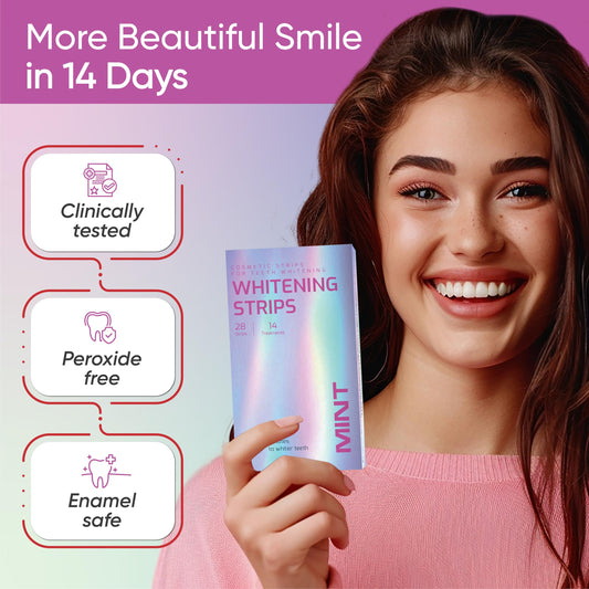 Gentle Teeth Whitening Strips (28 Strips) – Peroxide-Free, Safe & Effective for a Radiant Smile