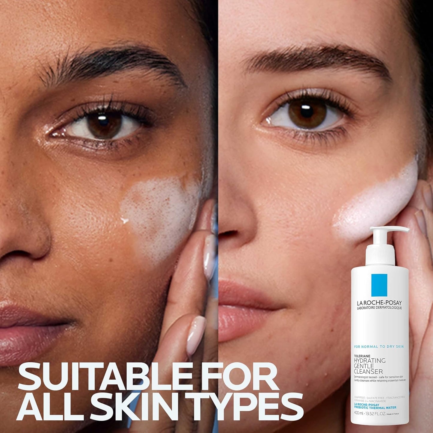 La Roche-Posay Toleriane Hydrating Gentle Facial Cleanser – Daily Face Wash with Niacinamide & Ceramides for Dry to Normal, Sensitive Skin