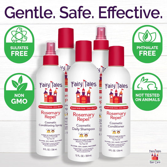 Fairy Tales Rosemary Repel Kids Shampoo, Conditioner & Conditioning Spray Trio – Gentle, Hydrating & Lice Defense
