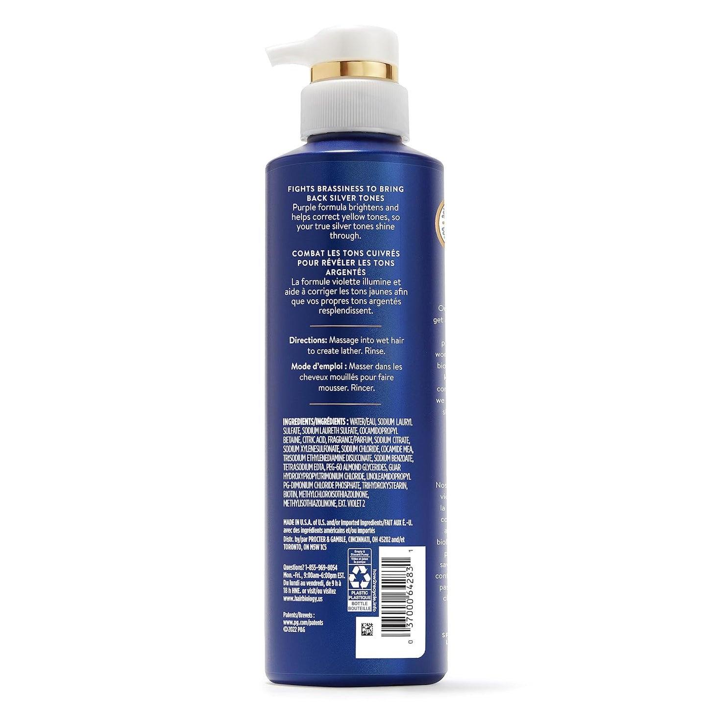 Hair Biology Biotin Purple Shampoo & Conditioner Set – Anti-Brass, Shine & Moisture for Grey, Silver & Color-Treated Hair – 12.8 fl oz Each, 2 Pack