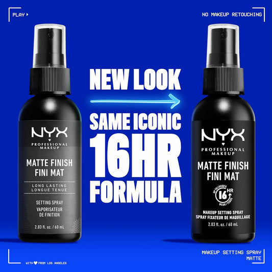 NYX Professional Makeup Setting Spray – Matte Finish, 16HR Long-Lasting Mist, Vegan Formula