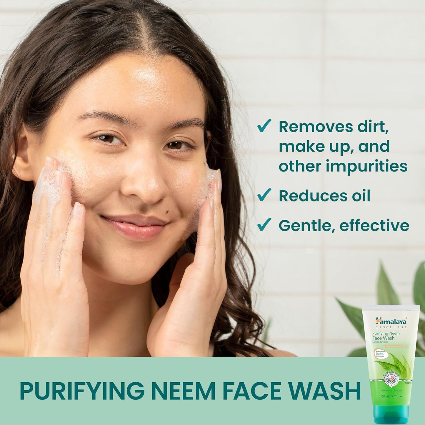Himalaya Purifying Neem Face Wash – Natural Cleanser with Neem & Turmeric | Soap-Free, Vegan, Paraben-Free | For Normal to Oily Skin – 150mL (2 Pack)