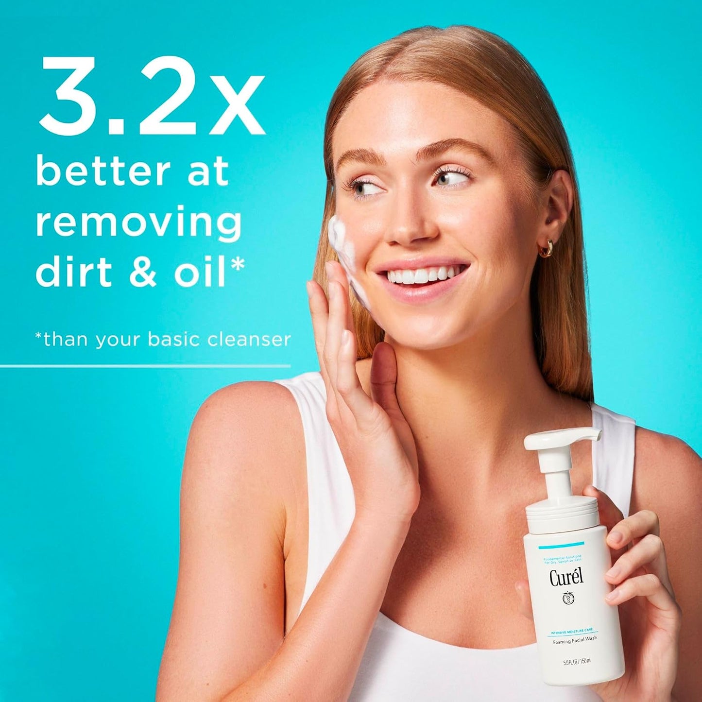 Curel Foaming Face Wash for Sensitive Skin – Hydrating, pH-Balanced Daily Cleanser, Fragrance-Free, 5oz
