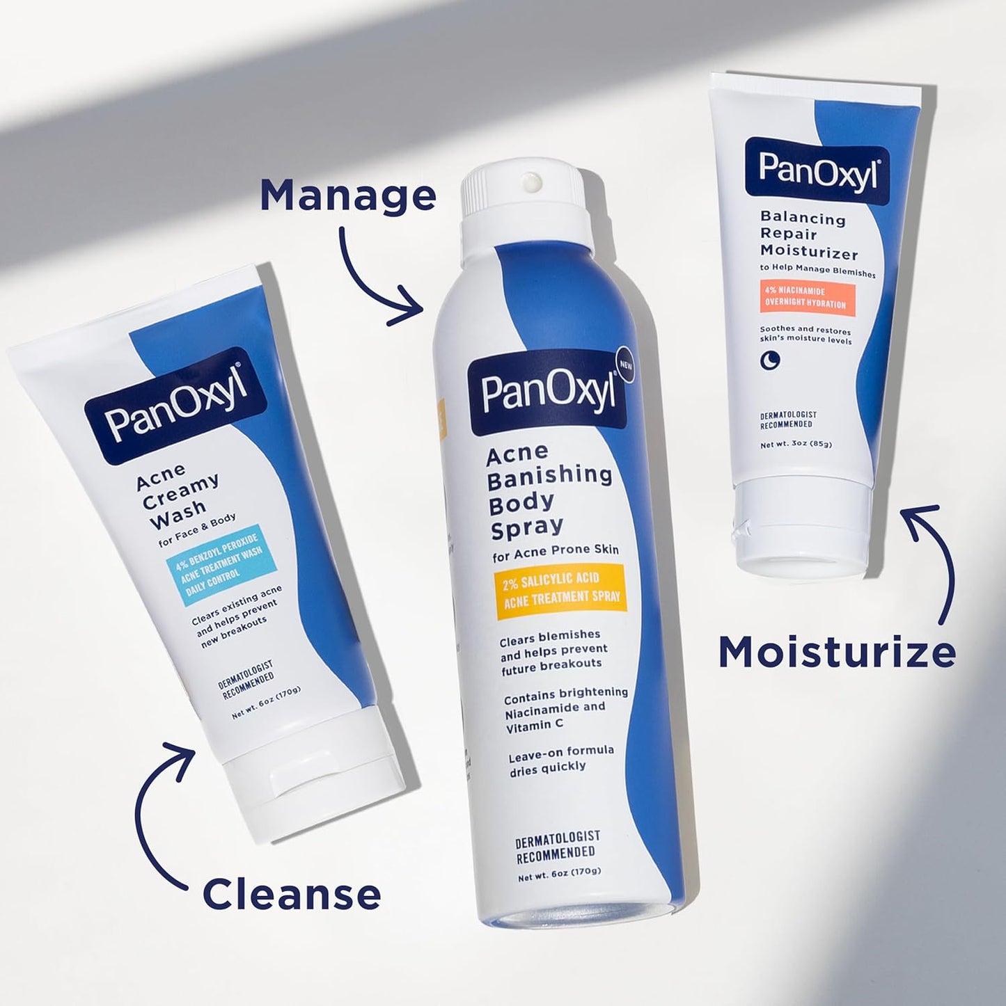 PanOxyl Acne Banishing Body Spray with 2% Salicylic Acid | 360° Nozzle, Niacinamide & Vitamin C, 6 Oz