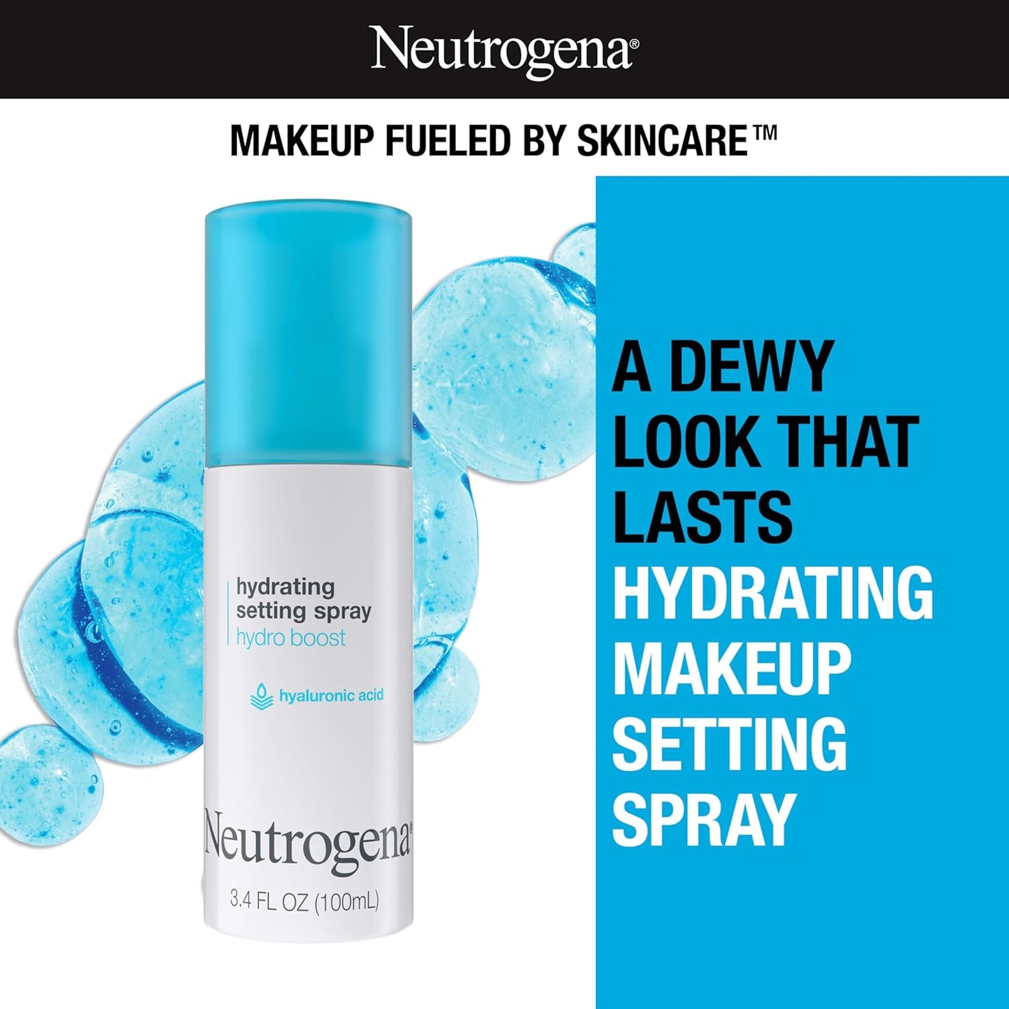 Neutrogena Hydro Boost Hydrating Makeup Setting Spray with Hyaluronic Acid – Dewy, Longwear, Non-Comedogenic Mist (3.4 fl oz)