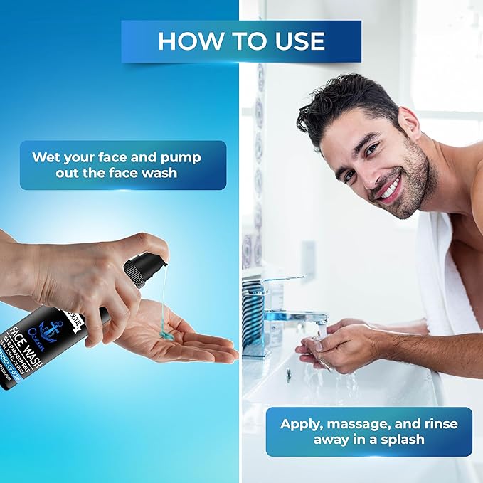MUUCHSTAC Ocean Face Wash for Men – Anti-Acne, Oil Control & Skin Brightening (300ml)