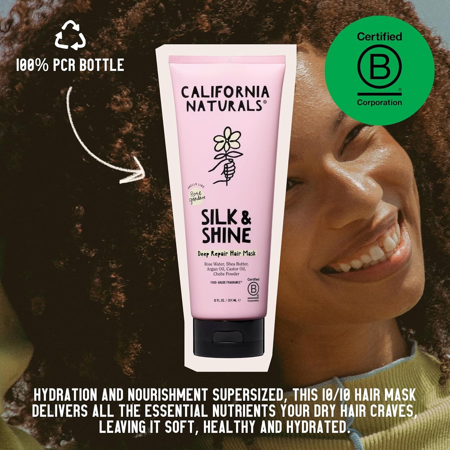 California Naturals Deep Repair Hair Mask – Vegan, Paraben & Sulfate-Free Conditioner with Shea Butter & Argan Oil – Hydrating Treatment for All Hair Types – 12 fl oz