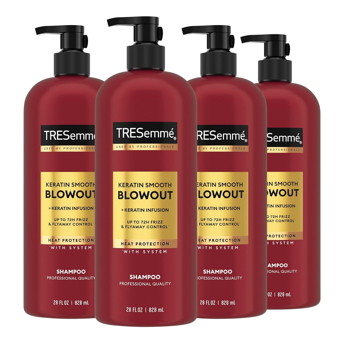 TRESemmé Keratin Smooth Shampoo 4 Pack – Frizz Control & Sleek Hair, 28 fl oz Each