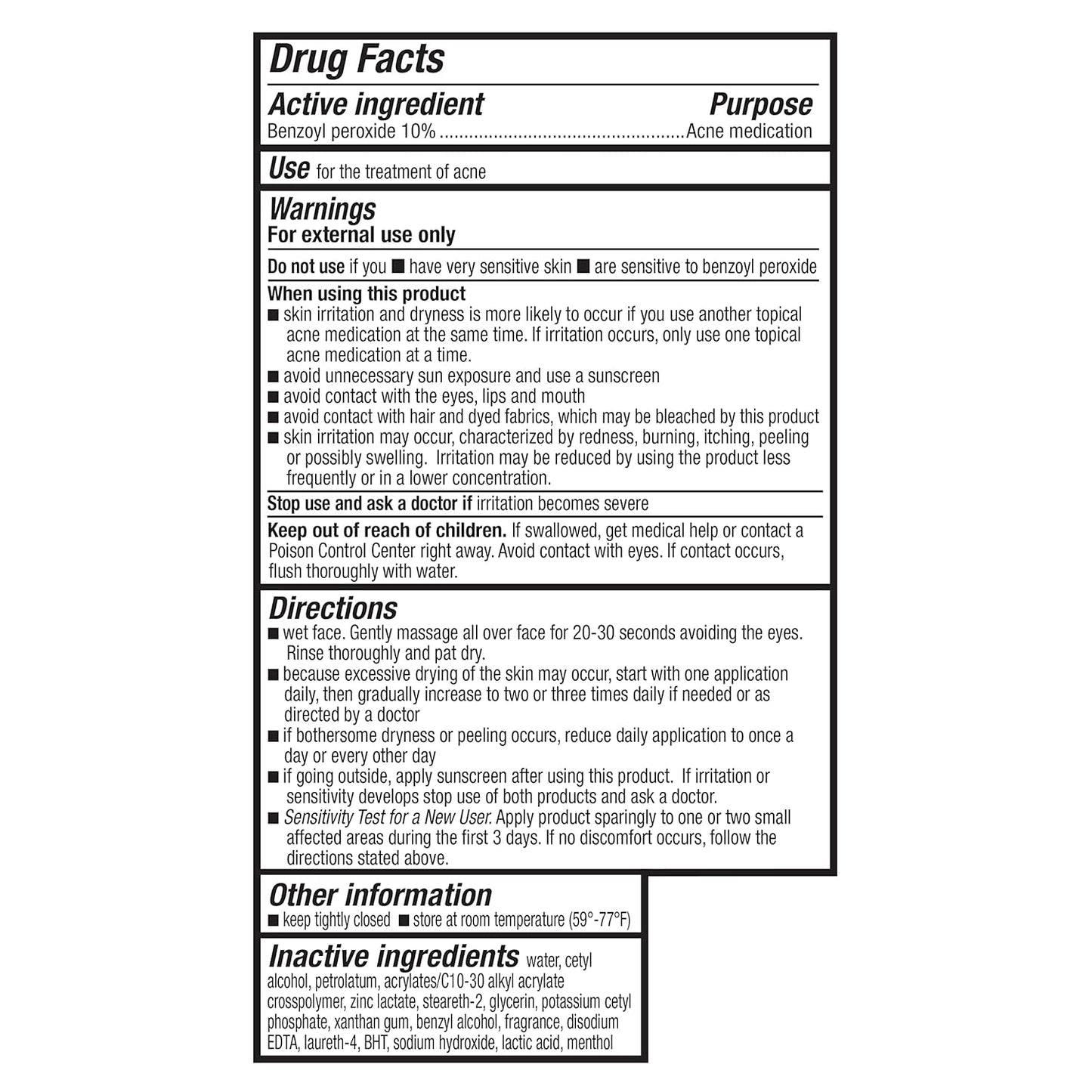 Amazon Basics Acne Cleanser Face Wash | Daily Control with 10% Benzoyl Peroxide | Maximum Strength Acne Treatment