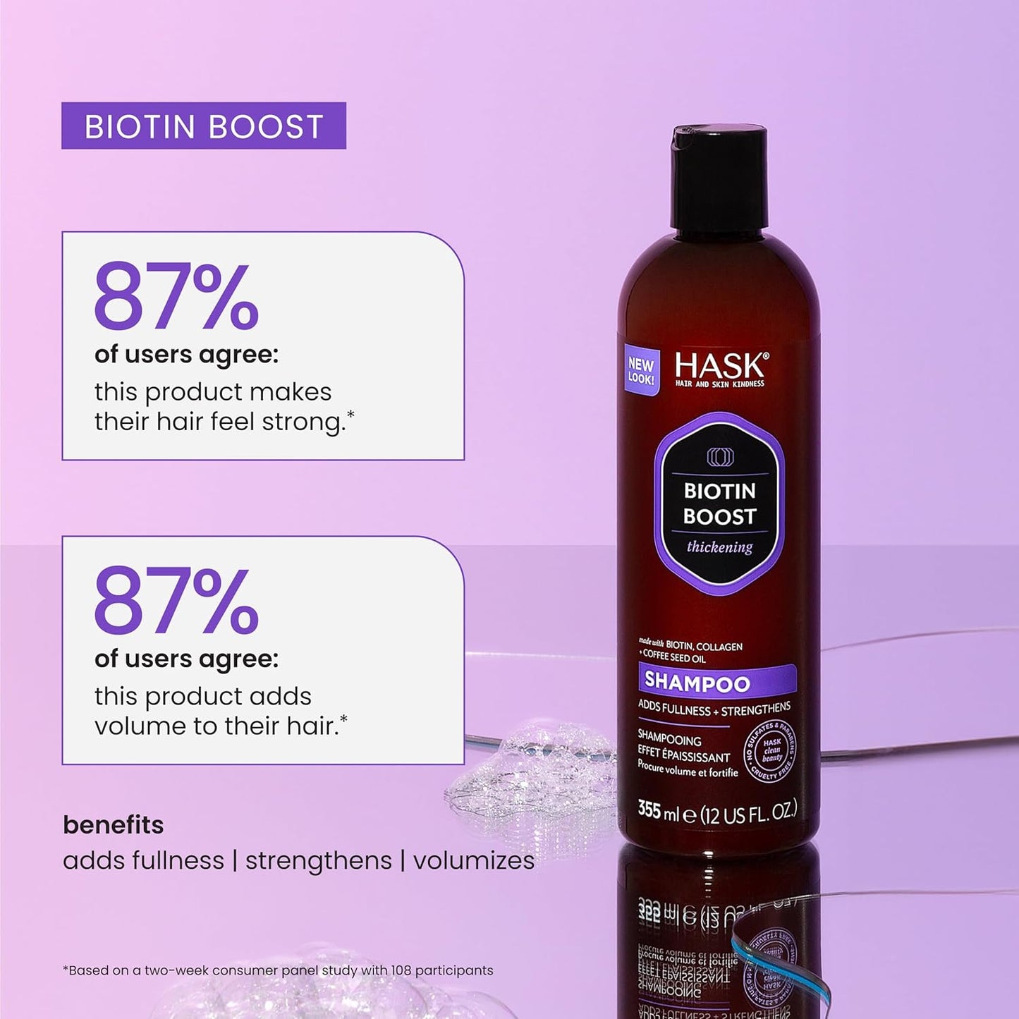 HASK Biotin Boost Thickening Shampoo & Conditioner Set | Adds Fullness, Strength & Volume | Sulfate-Free, Paraben-Free, Color-Safe | 12oz Each