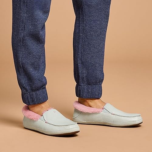 OLUKAI Ku'una Women’s Slippers – Genuine Shearling, Nubuck Leather & Drop-In Heel