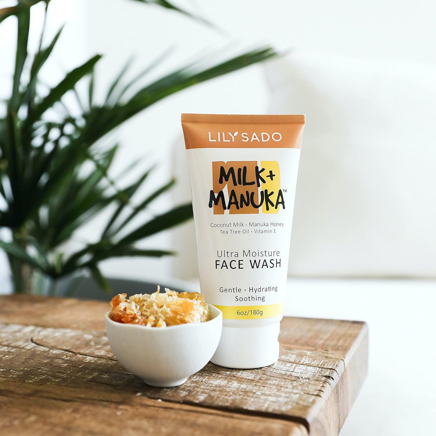 LILY SADO MILK+MANUKA™ Cream Face Cleanser | Coconut Milk & Manuka Honey | Ultra-Moisturizing, Soothing & Hydrating | 6oz Tube