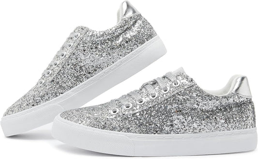 ✨ Jeekopeg Glitter Sparkly Sneakers – Shiny Sequin Casual Shoes for Parties, Concerts & Daily Wear