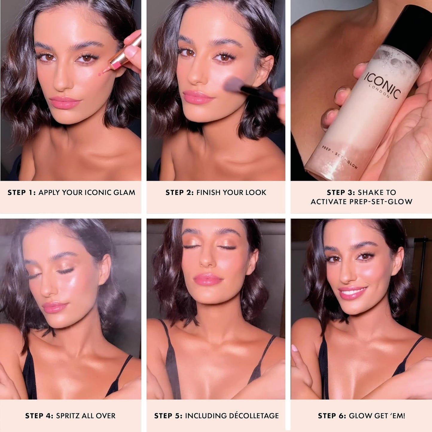 ICONIC LONDON Prep-Set-Glow Spray – 3-in-1 Hydrating, Setting & Illuminating Mist for Radiant Dewy Skin – Multi-Use Makeup Finishing Spray – 4.22 fl oz
