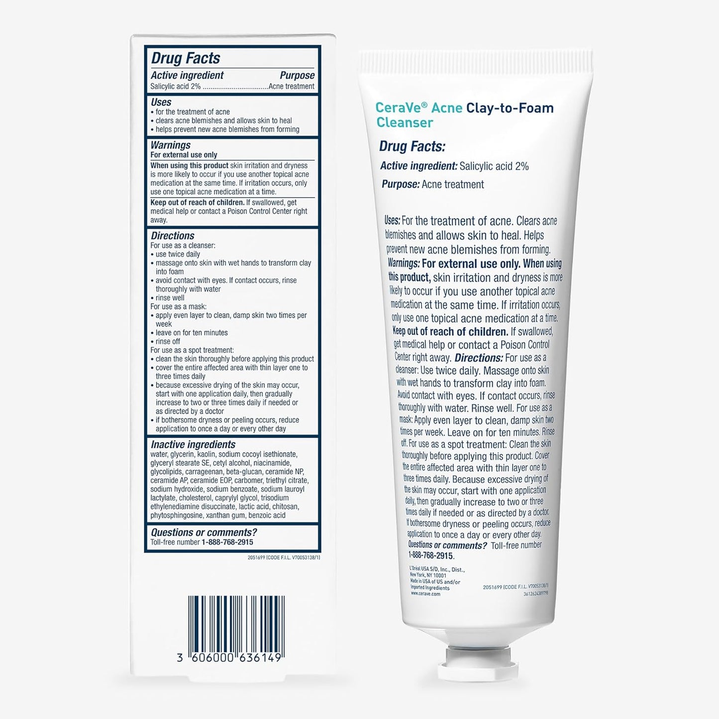 Limpiador facial para el acné CeraVe Clay-To-Foam con ácido salicílico y arcilla de caolín – 113 ml
