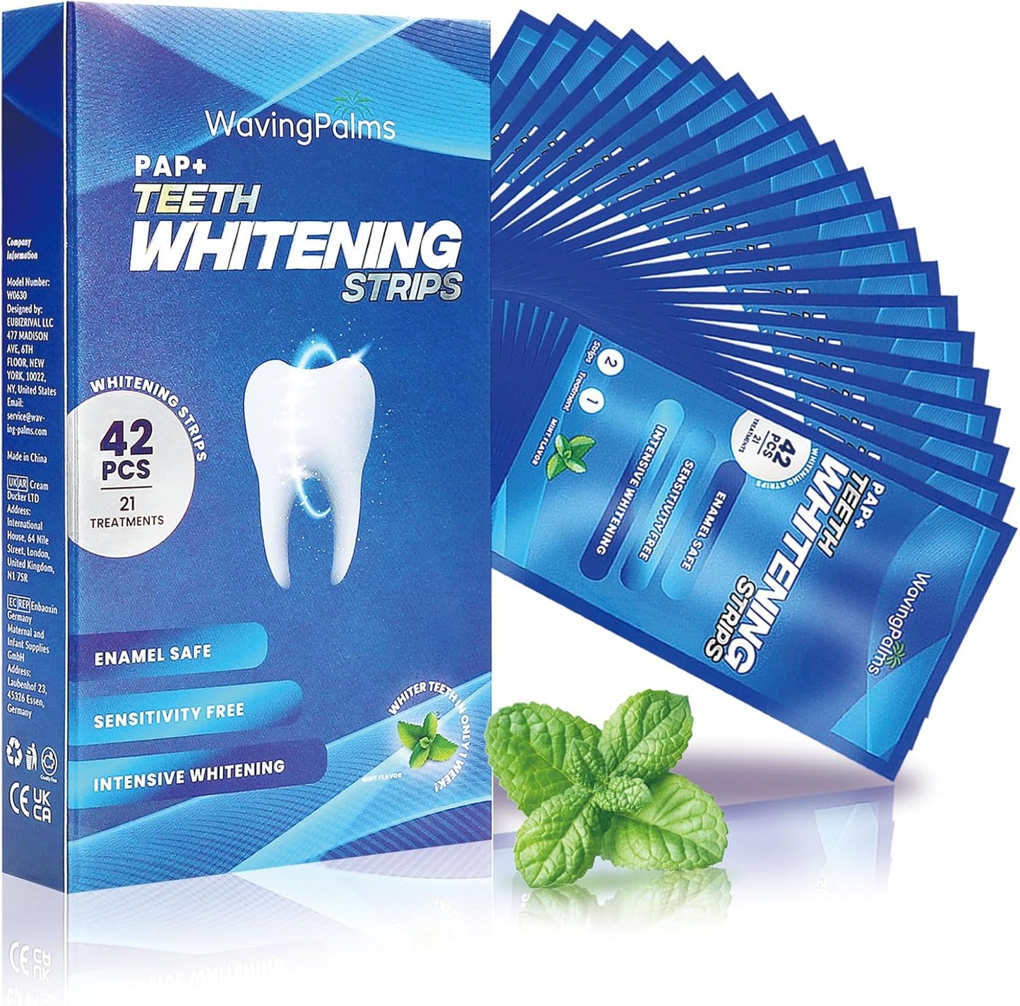 Professional Teeth Whitening Strips for Sensitive Teeth – 42 Count, Peroxide-Free, Enamel-Safe Mint Strips with Fast & Gentle Results