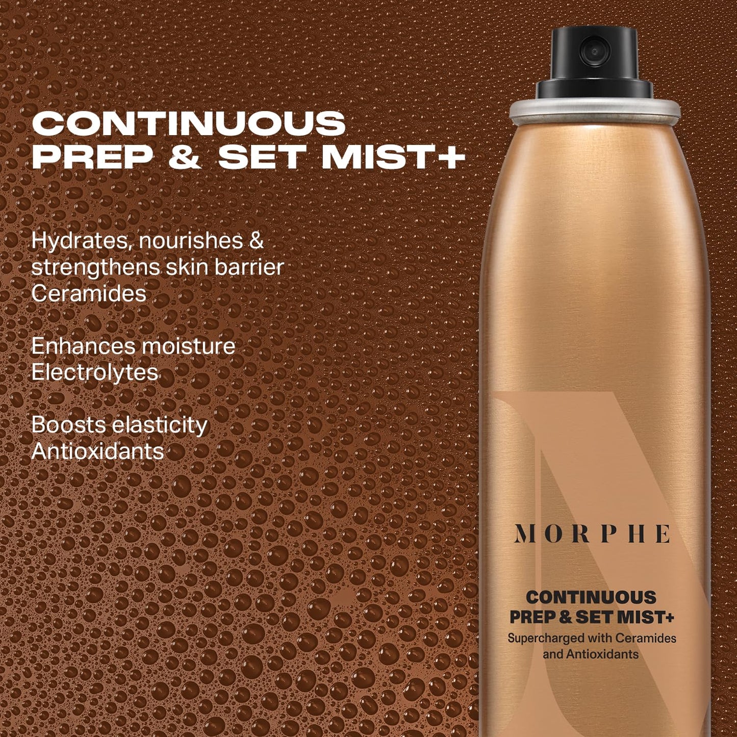 Morphe Mini Continuous Prep & Set Setting Spray – Travel Size Hydrating Makeup Mist with Ceramides for Stronger Skin Barrier (1.3oz)