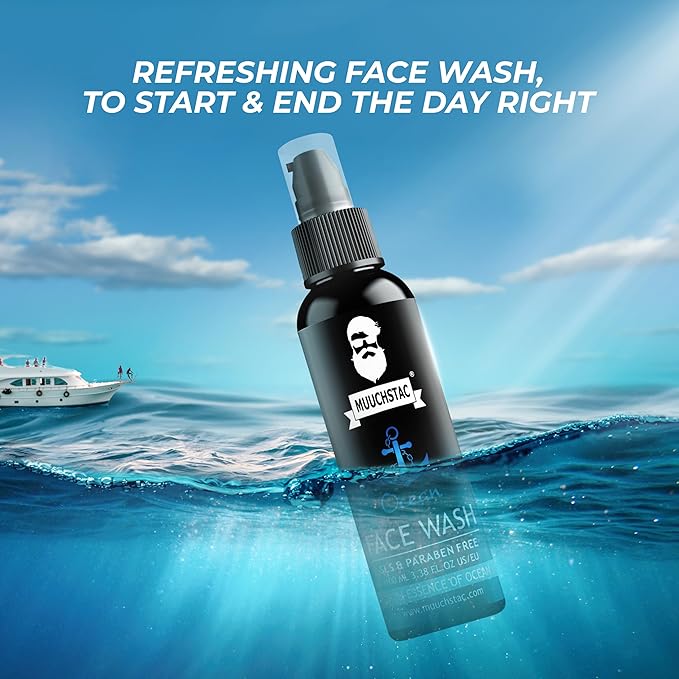 MUUCHSTAC Ocean Face Wash for Men – Anti-Acne, Oil Control & Skin Brightening (300ml)