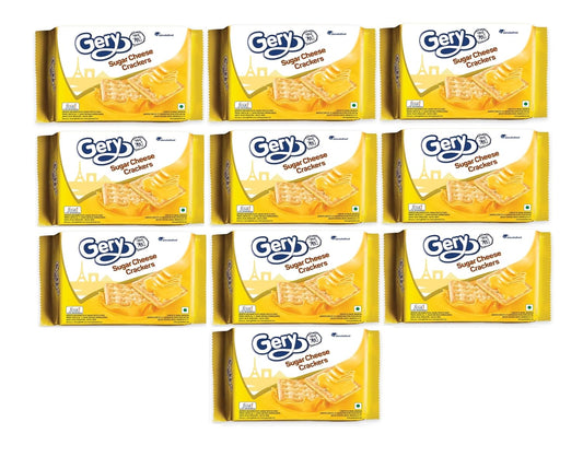 Gery Gone Mad Sugar Cheese Crackers | Sweet & Savory Creamy Cheese Biscuits 110g x 10 Pack (Imported)