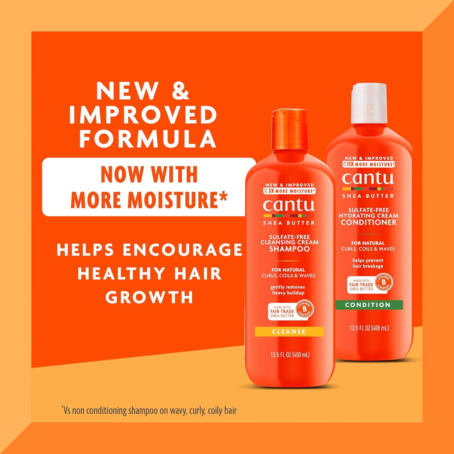 Cantu Shea Butter Shampoo & Conditioner Set | Hydrating, Nourishing & Sulfate-Free Hair Care for Natural Curls, Coils & Waves | 13.5 fl oz Duo