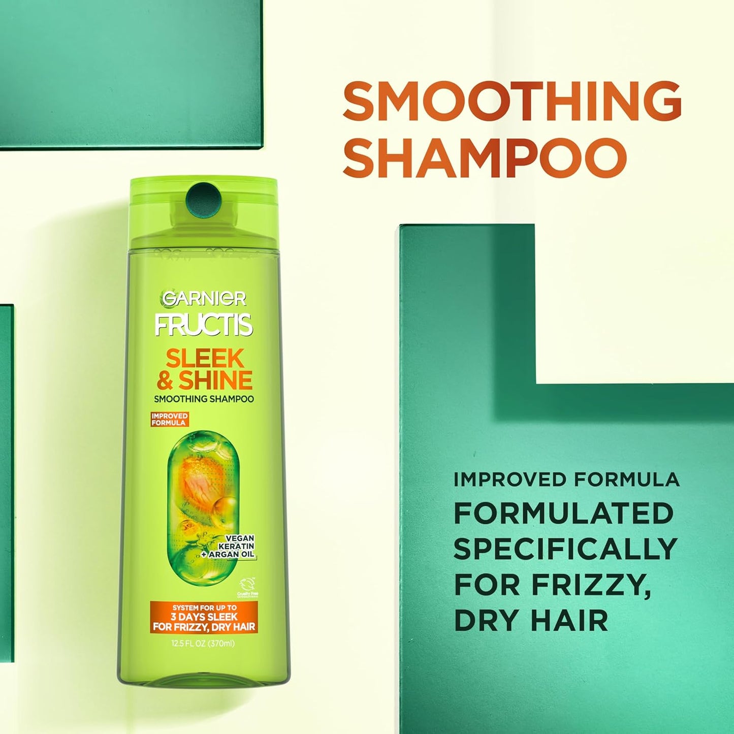 Garnier Fructis Sleek & Shine Shampoo & Conditioner Set – 72H Frizz Control with Argan Oil & Plant Keratin (2 Items, 22oz + 21oz)