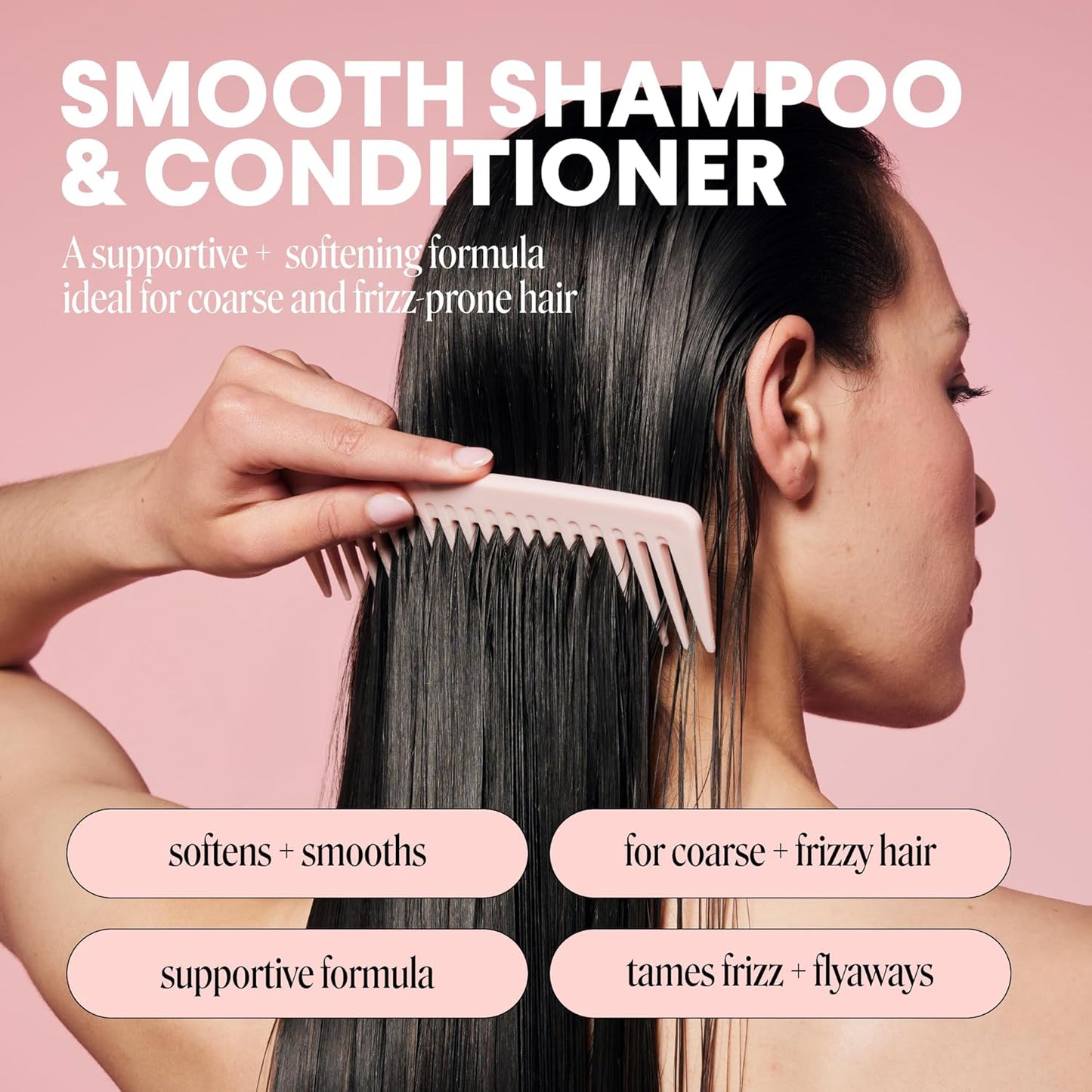 MONDAY Haircare Smooth Shampoo & Conditioner Set – Anti-Frizz, Moisturizing Formula with Coconut Oil, Shea Butter & Vitamin E – 27 oz Each, 2 Pack