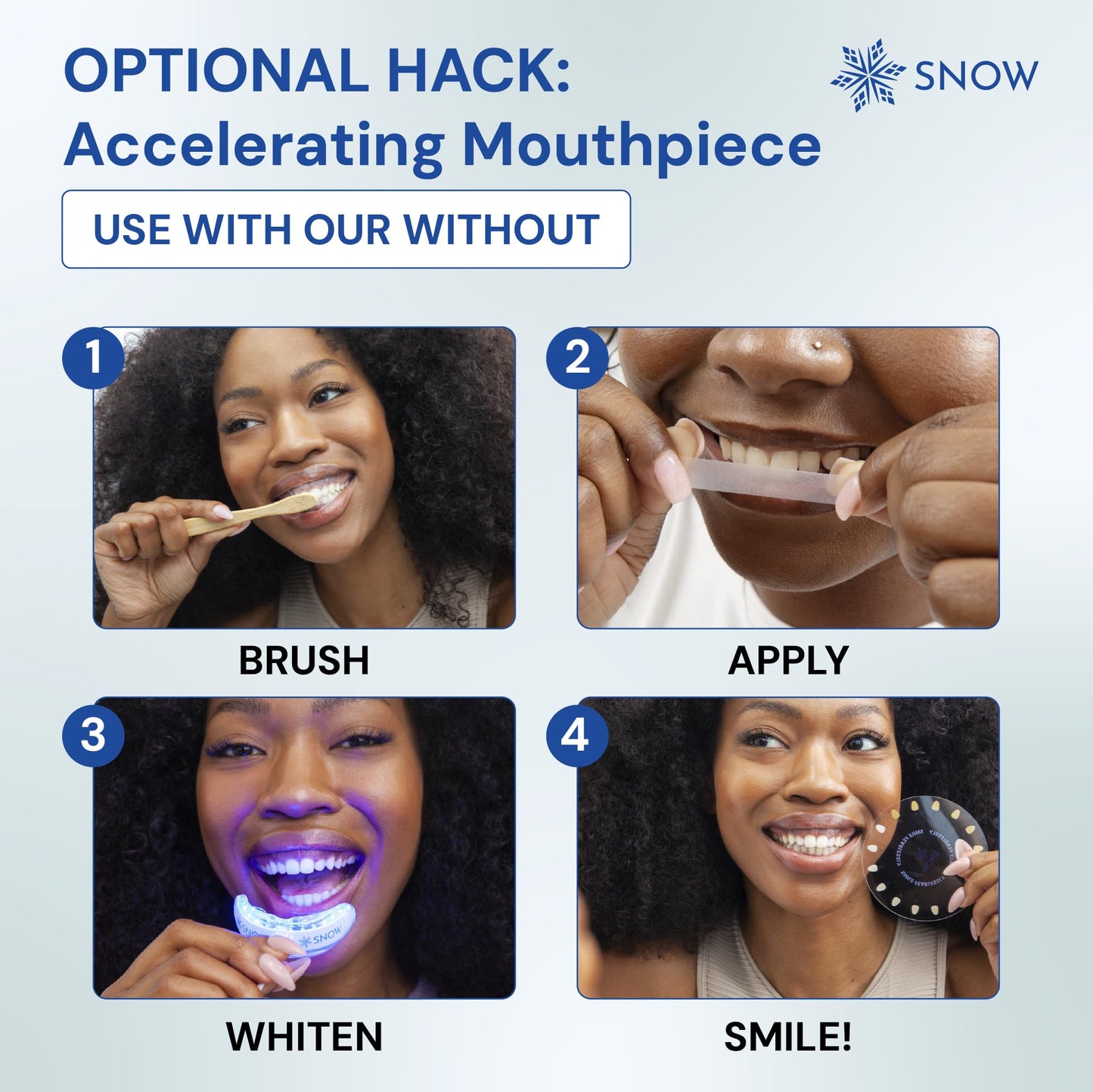 SNOW Diamond Dissolving Teeth Whitening Strips - Gentle & Enamel Safe White Strips for Teeth Whitening, at-Home Dental Hygiene & Tooth Care with Hydroxyapatite - 14 Ct