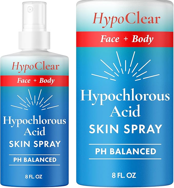 HypoClear Hypochlorous Acid Spray – Gentle HOCl Cleanser for Face, Body & Eyelids, Non-Sting Daily Toner for Acne, Redness & Sensitive Skin, 8 oz
