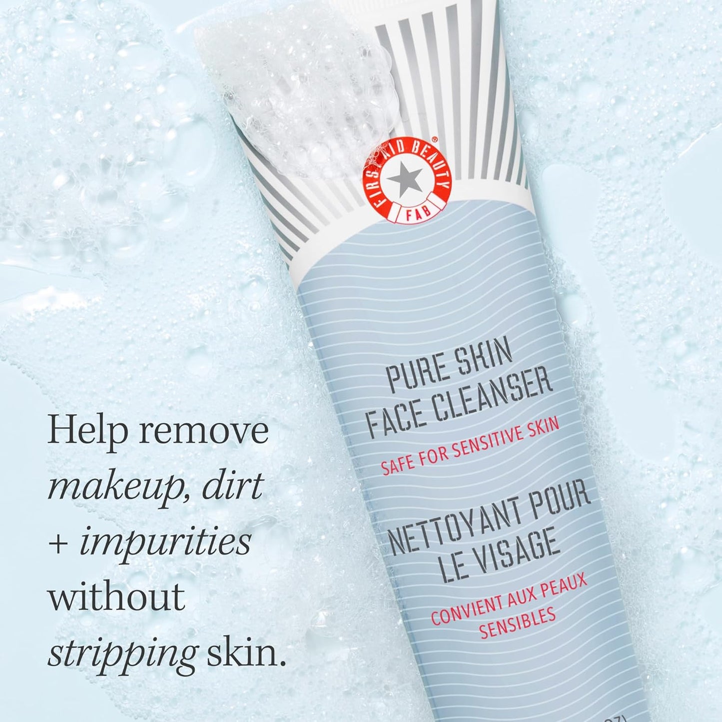 First Aid Beauty Pure Skin Face Cleanser – Gentle, Antioxidant Cream Cleanser for Sensitive Skin (5 oz)