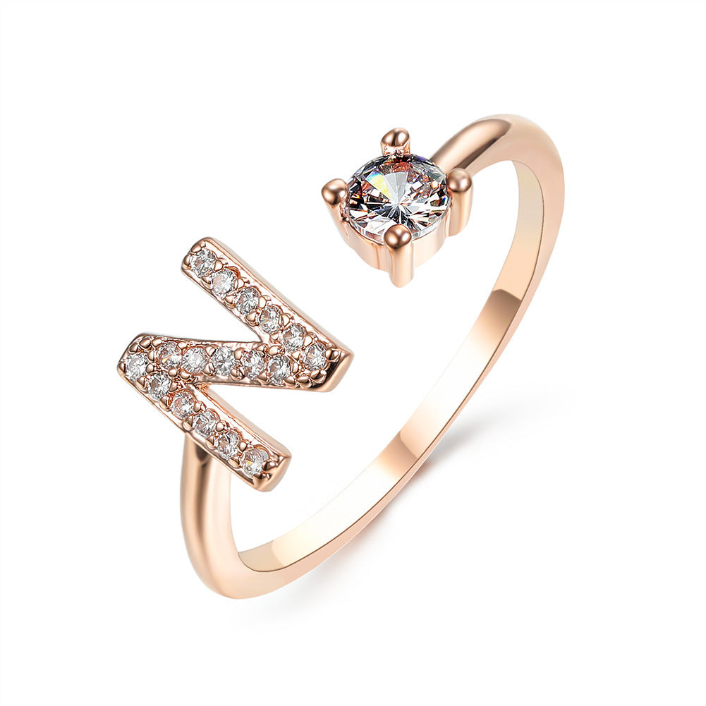 New Design Adjustable 26 Initial Letter Ring Fashion Jewelry For Women Simple Elegant Jewelry - LUXURY GLOW