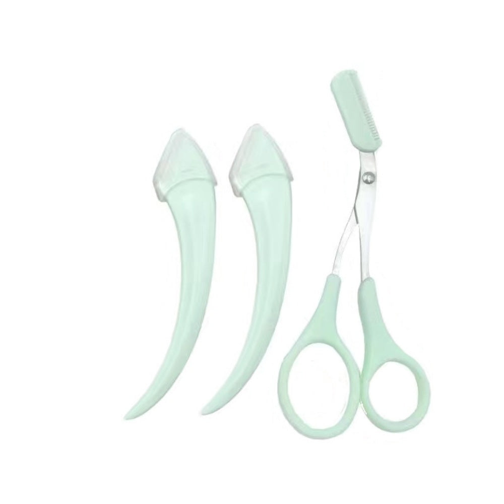 LuxuryGlow Curved Eyebrow Trimming Knife with Comb – Precision Brow Shaper Tool