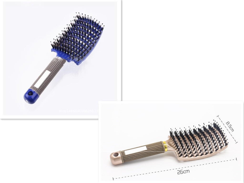 Cepillo desenredante antienredos LuxuryGlow: masajeador del cuero cabelludo y peine de cerdas para mujeres