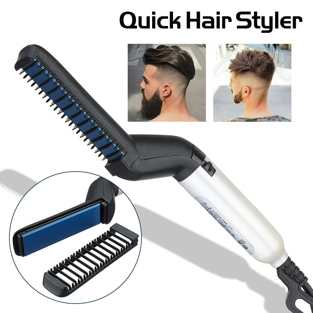 LuxuryGlow Men’s Electric Hair & Beard Straightener – Quick Styling Comb Brush
