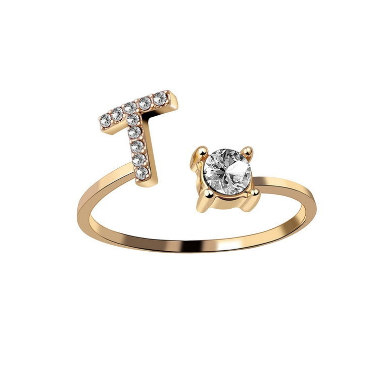 New Design Adjustable 26 Initial Letter Ring Fashion Jewelry For Women Simple Elegant Jewelry - LUXURY GLOW
