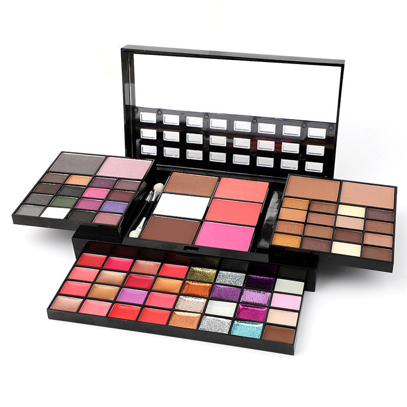 LuxuryGlow 74-Color All-in-One Makeup Kit – Eyeshadow, Lip Gloss, Blush & More