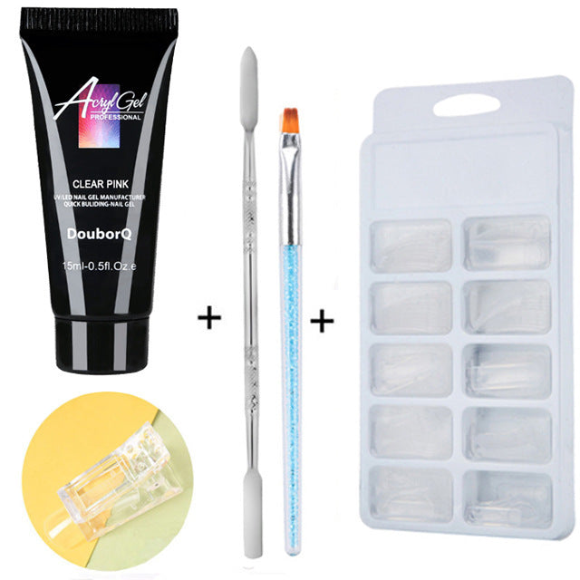 DouborQ DIY Nail Art Extension Kit – Gel Polish, Brushes & Nail Stickers Set