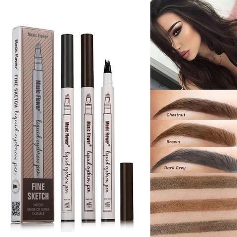 Lápiz de tatuaje para cejas LuxuryGlow resistente al agua de 4 puntas: tinte natural para cejas
