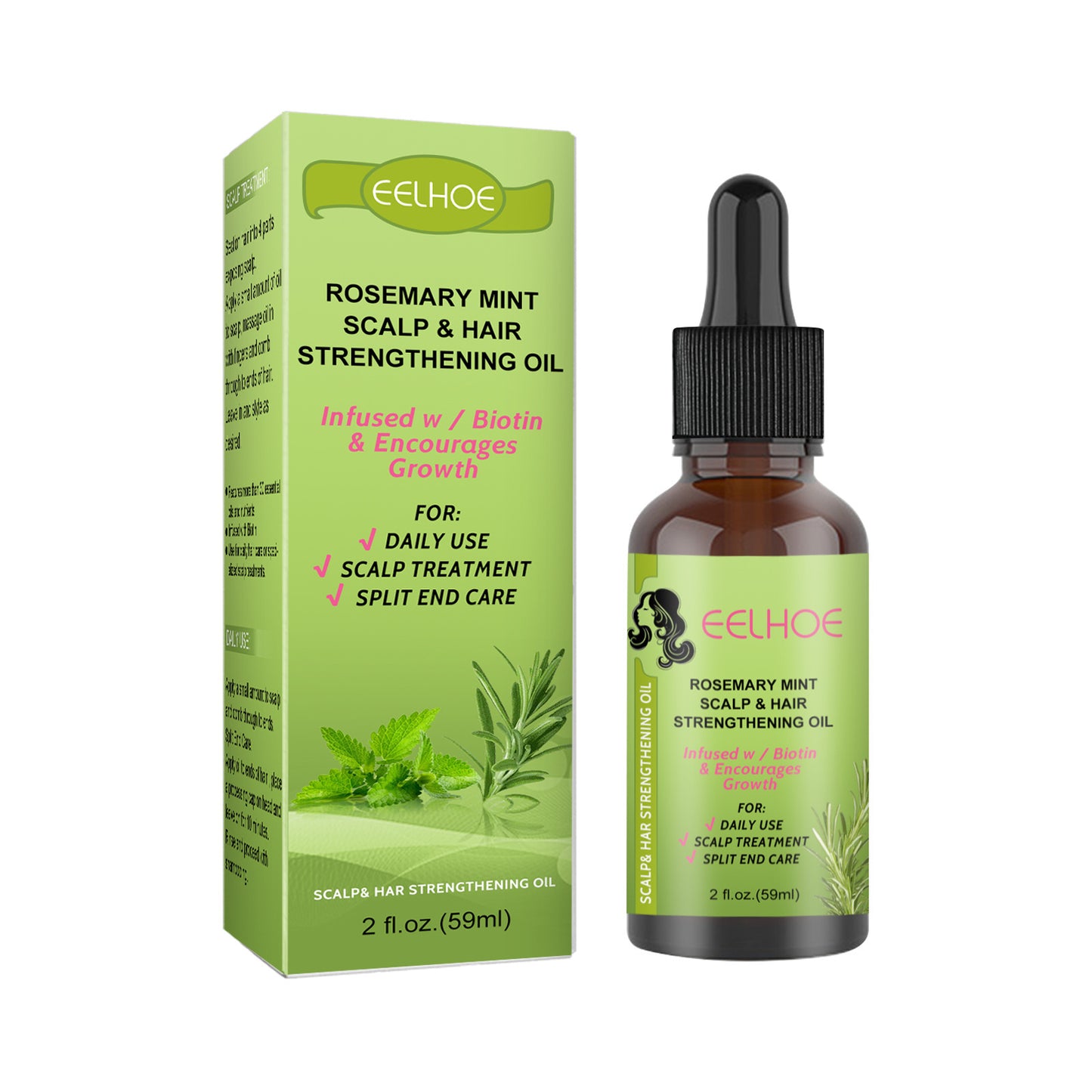EELHOE Rosemary Mint Hair Growth Oil – Scalp Massage & Hair Repair Serum